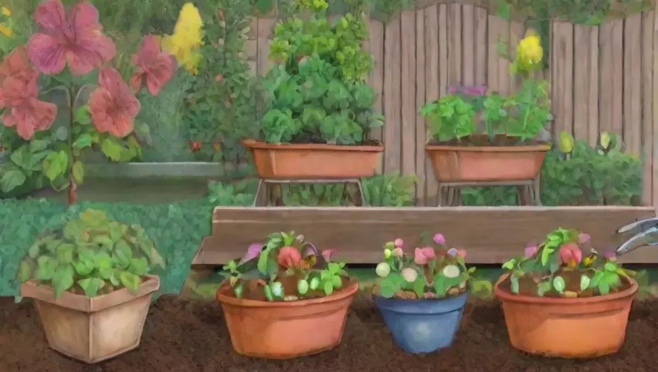 Un jardín vibrante y sereno lleno de vida y promesas de cosecha