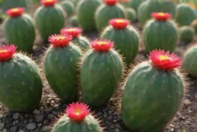 Cactáceas comestibles en un jardín vibrante y soleado